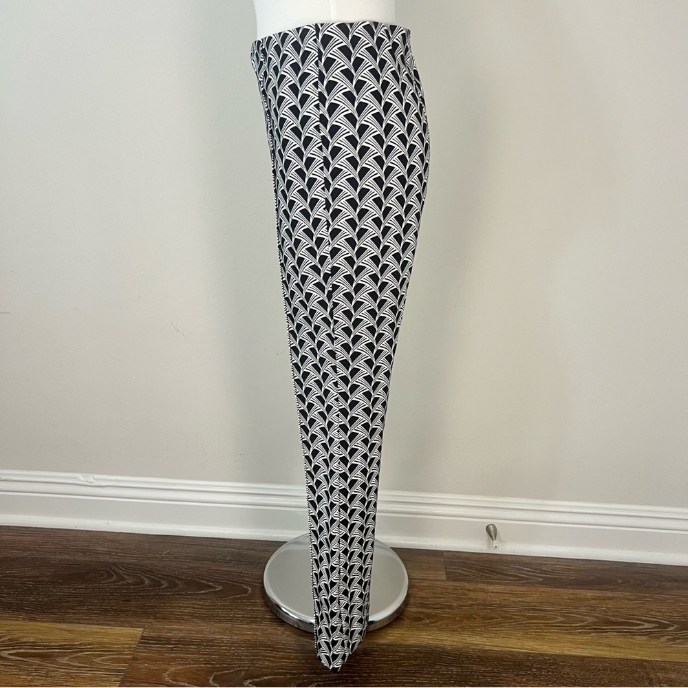 Anthropologie x Maeve Margot Kick Flare Cropped Pants Black White Pattern Size S - Picture 3 of 8